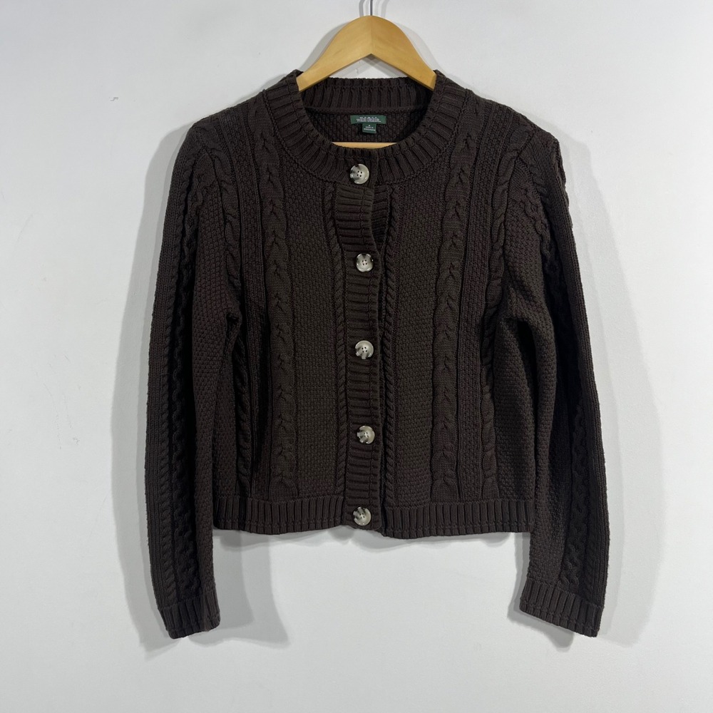 Wild Fable Parisian Heritage Brown Cable Knit Cardigan Sweater Womens Small Chic
